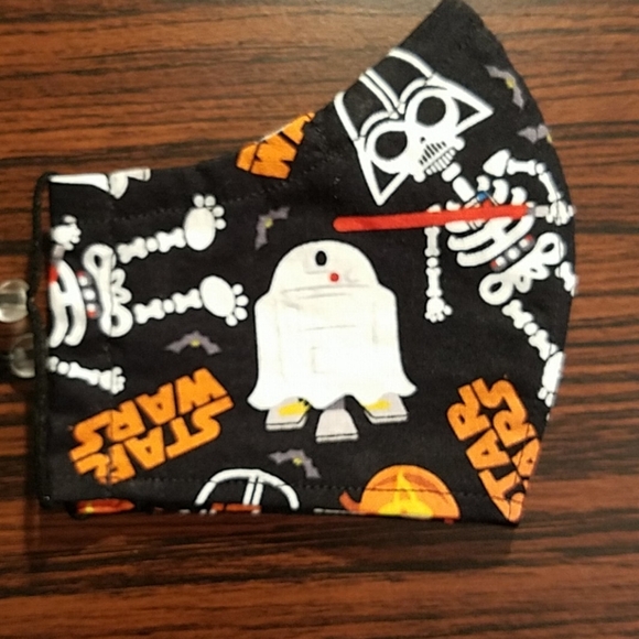 Hand Crafted Face Mask Star Wars Kids Black/Orange - Picture 1 of 4